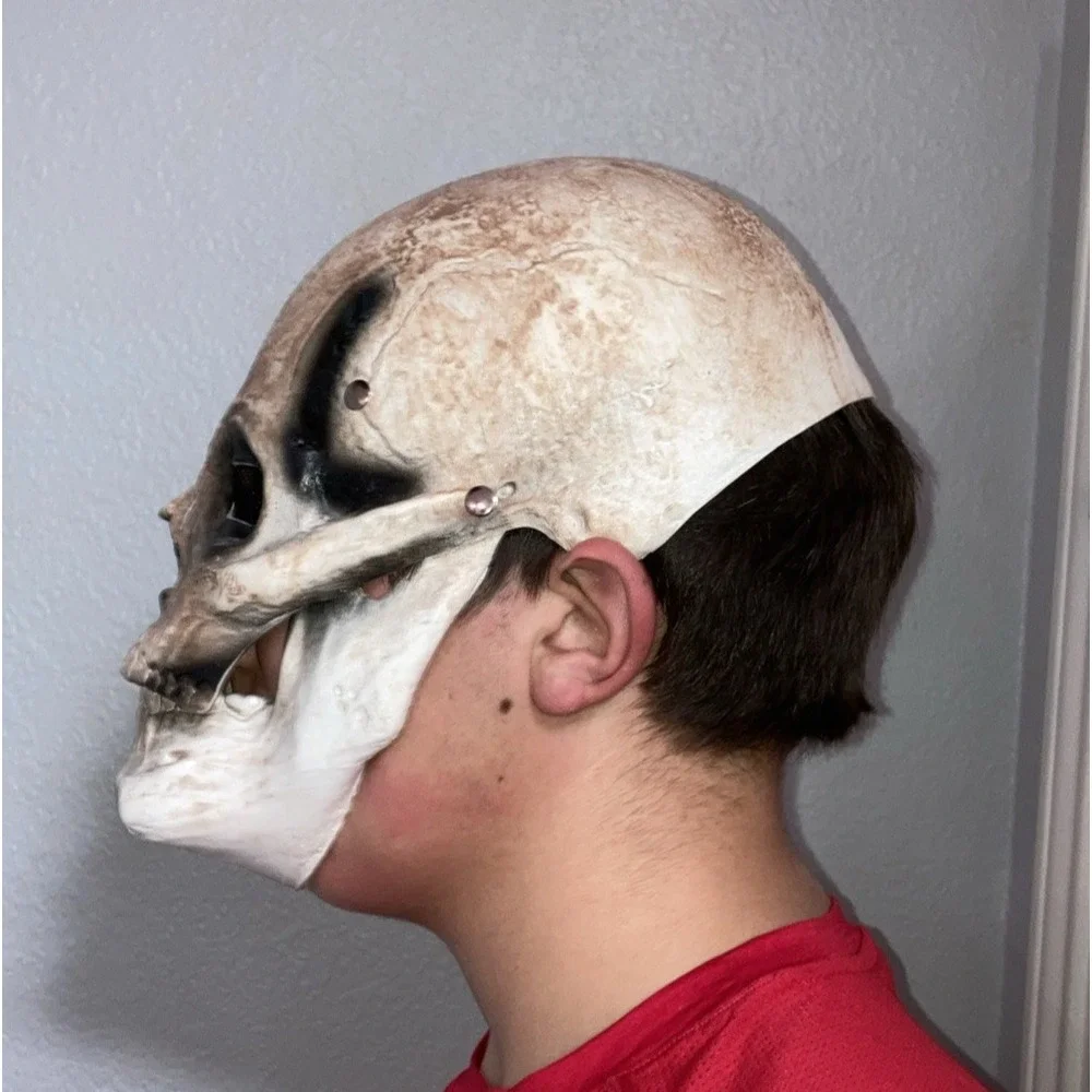 Creepy Halloween Full Head Skull Mask with Moving Jaw - Costume, Cosplay & More